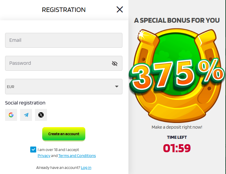 Lucky Barry casino registration form